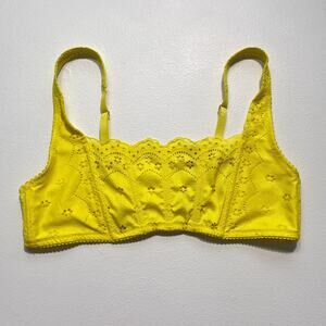 Savage X Fenty Lemon Yellow Lace Boned Bodice Bra Top / Sz XL / Lingerie